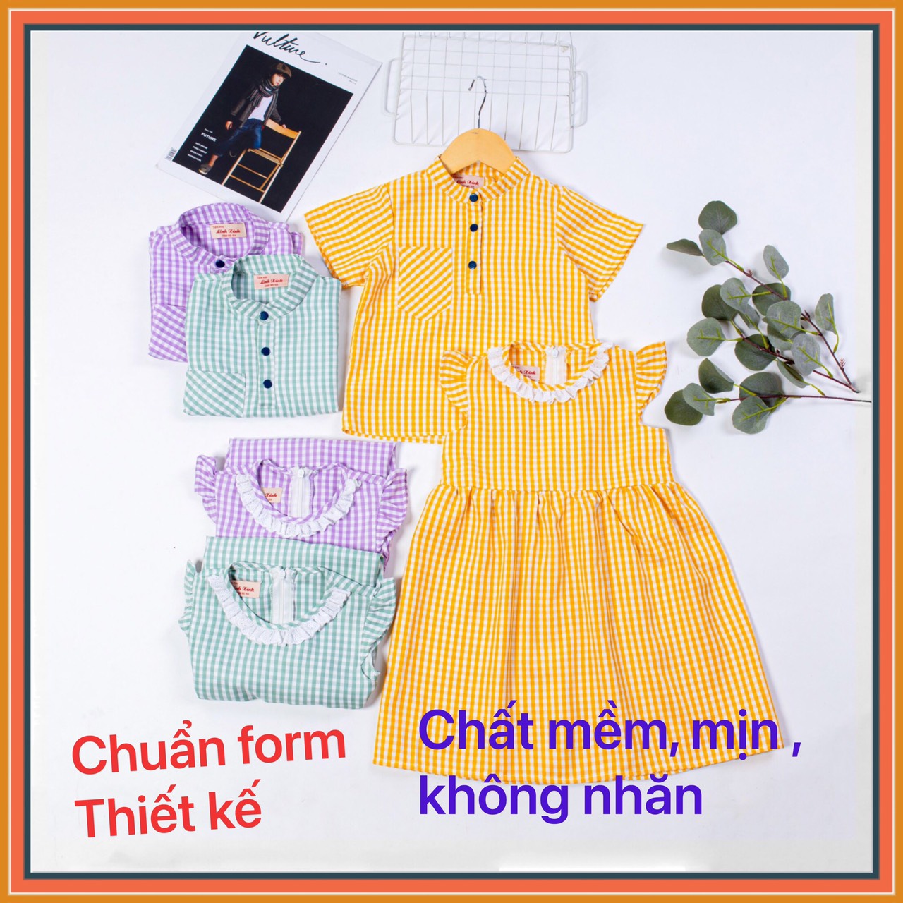 Set cặp cho bé trai bé gái caro