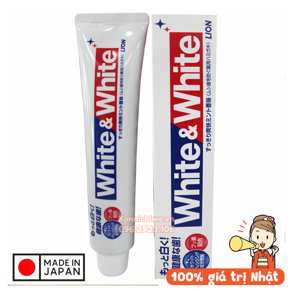 [hàng Nhật nội địa] Kem Đánh Răng White & White LION 150g Làm Trắng, Chống Hôi Miệng