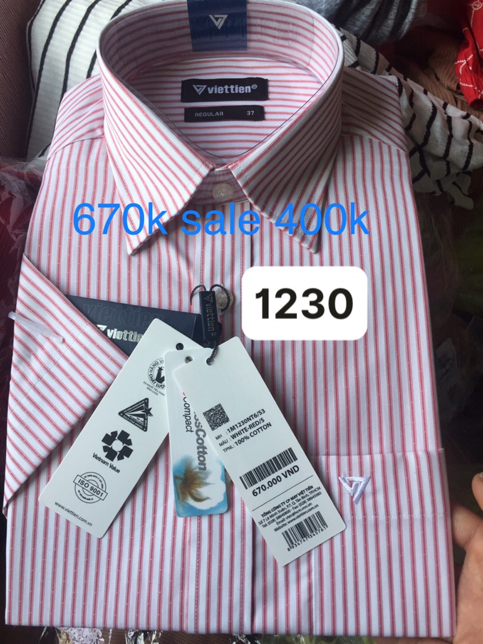 Việt tiến áo sơ mi ngắn tay giá mác 670k sale 400k