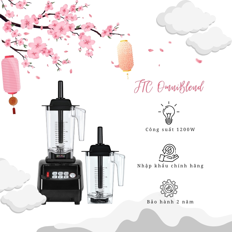 [Trả góp 0%]Combo Máy xay sinh tố công nghiệp JTC OmniBlend V TM-800A 1200W và Cối rời JTC OmniBlend - Chính hãng