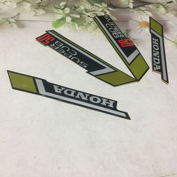 Bộ tem dán xe máy CUB 81 số 50 / 90 màu XANH RÊU bản ngắn, phụ tùng xe máy giá rẻ