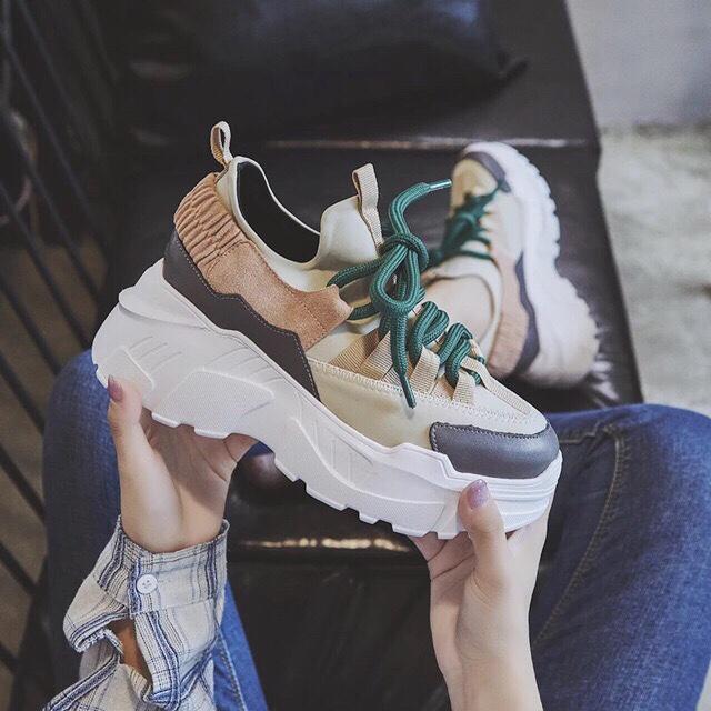 Giầy nữ thể thao sneaker balencia chun soắn thời trang trẻ trung 2 màu đen,trắng