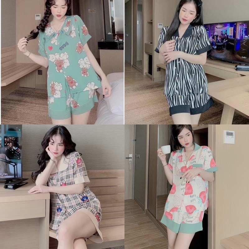 Bộ pizama tay cộc quần đùi chất Kete siêu xinh