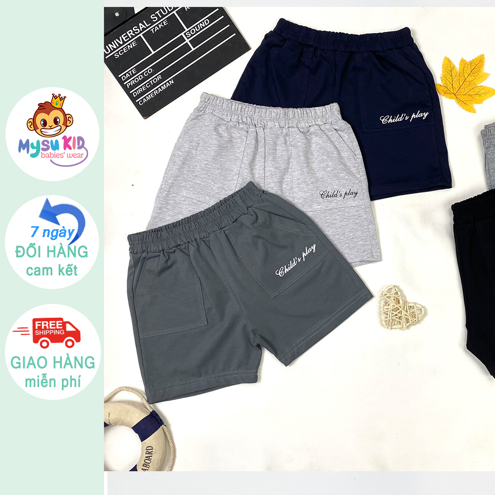 Quần đùi bé trai túi nổi Child's play thun cotton 4 chiều mềm mát từ 10-25kg