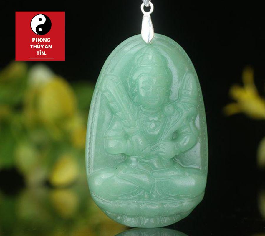 Mặt phật hư không tạng bồ tát đá thạch anh xanh - an tín