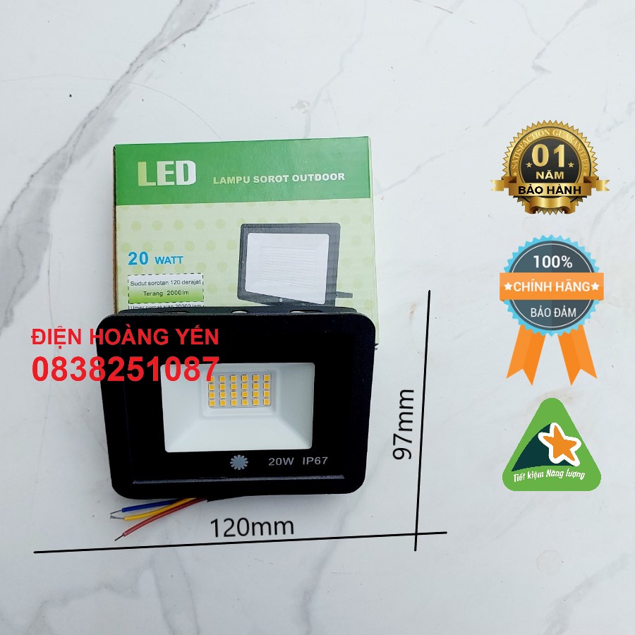 Đèn pha led 20W chiếu sáng ngoài trời sân vườn