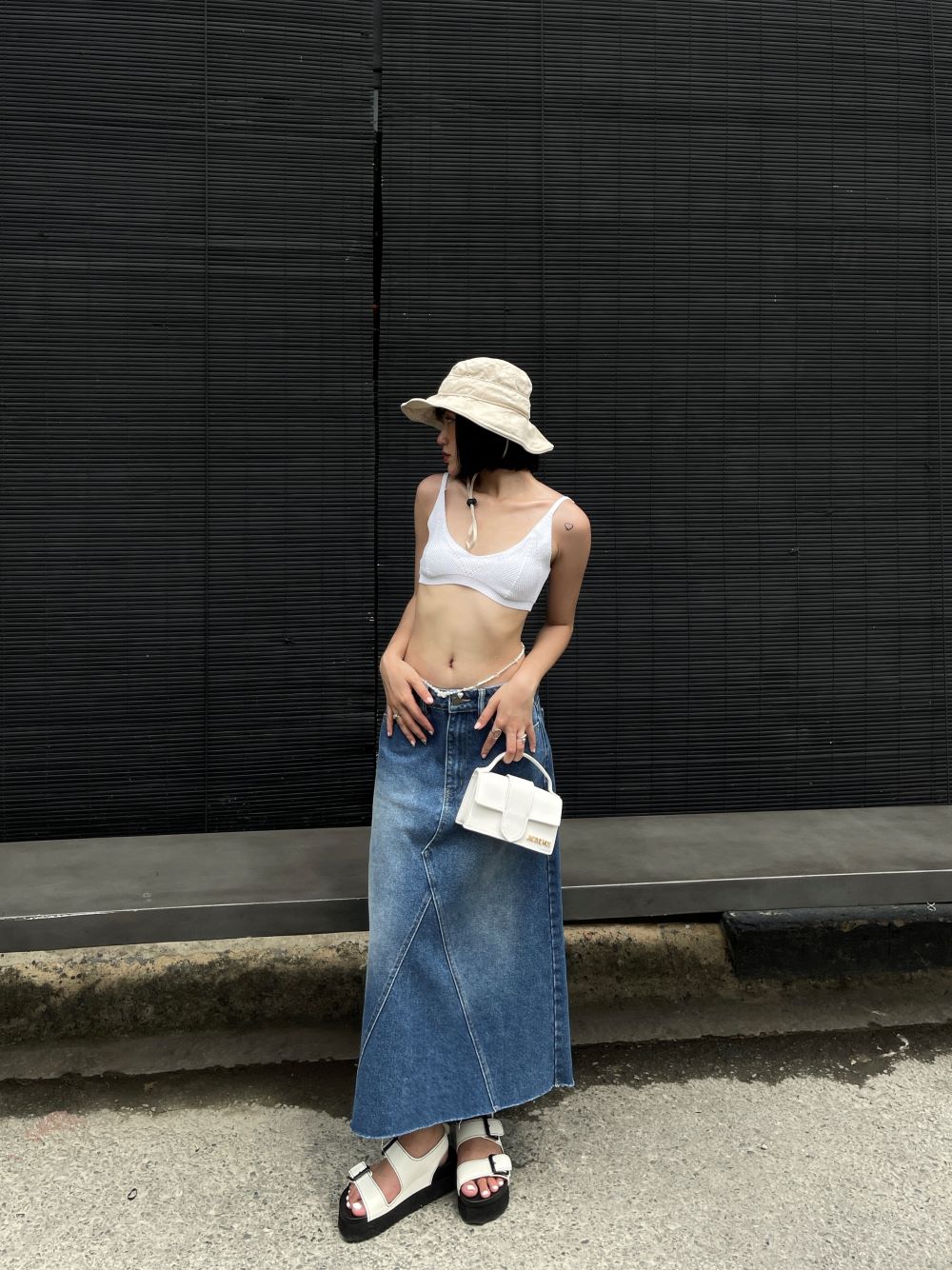 DOTTIE - Chân váy Jeans dài nữ DOTTIE xanh đậm - S0107