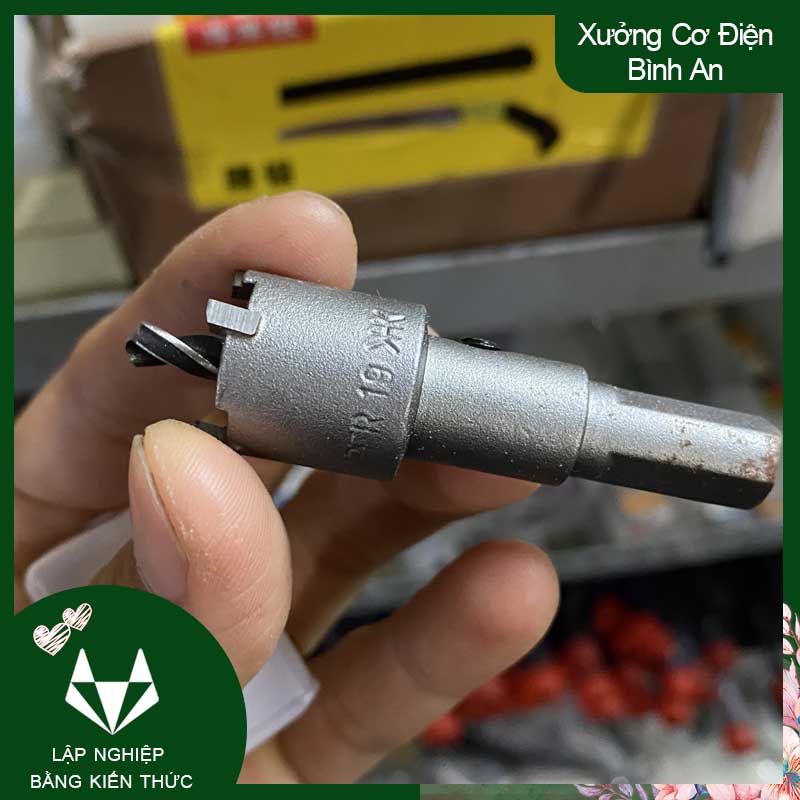 Mũi khoan vét lỗ tròn đường kính 19mm dành cho ổ khóa đầu hợp kim thép màu xám