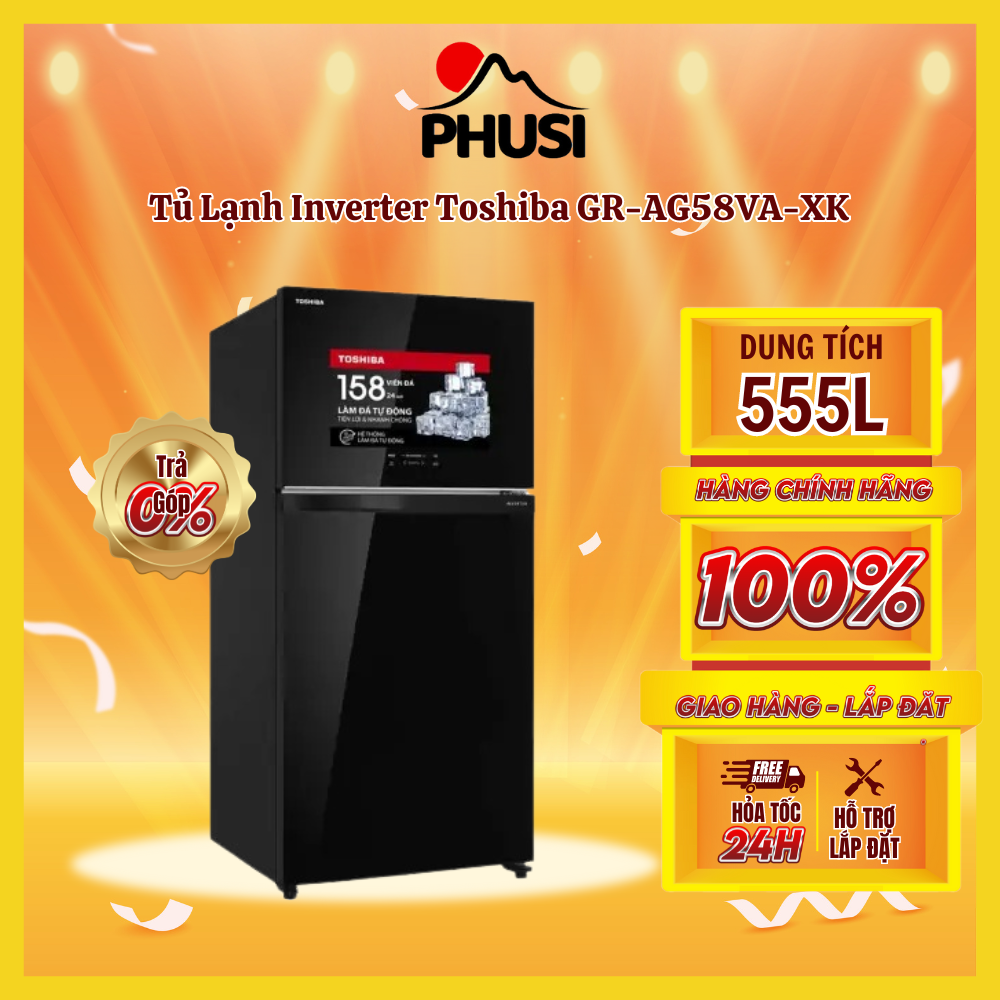 Tủ lạnh Toshiba Inverter 555 lít GR-AG58VA(XK) - Gương đen, Ngăn đá trên