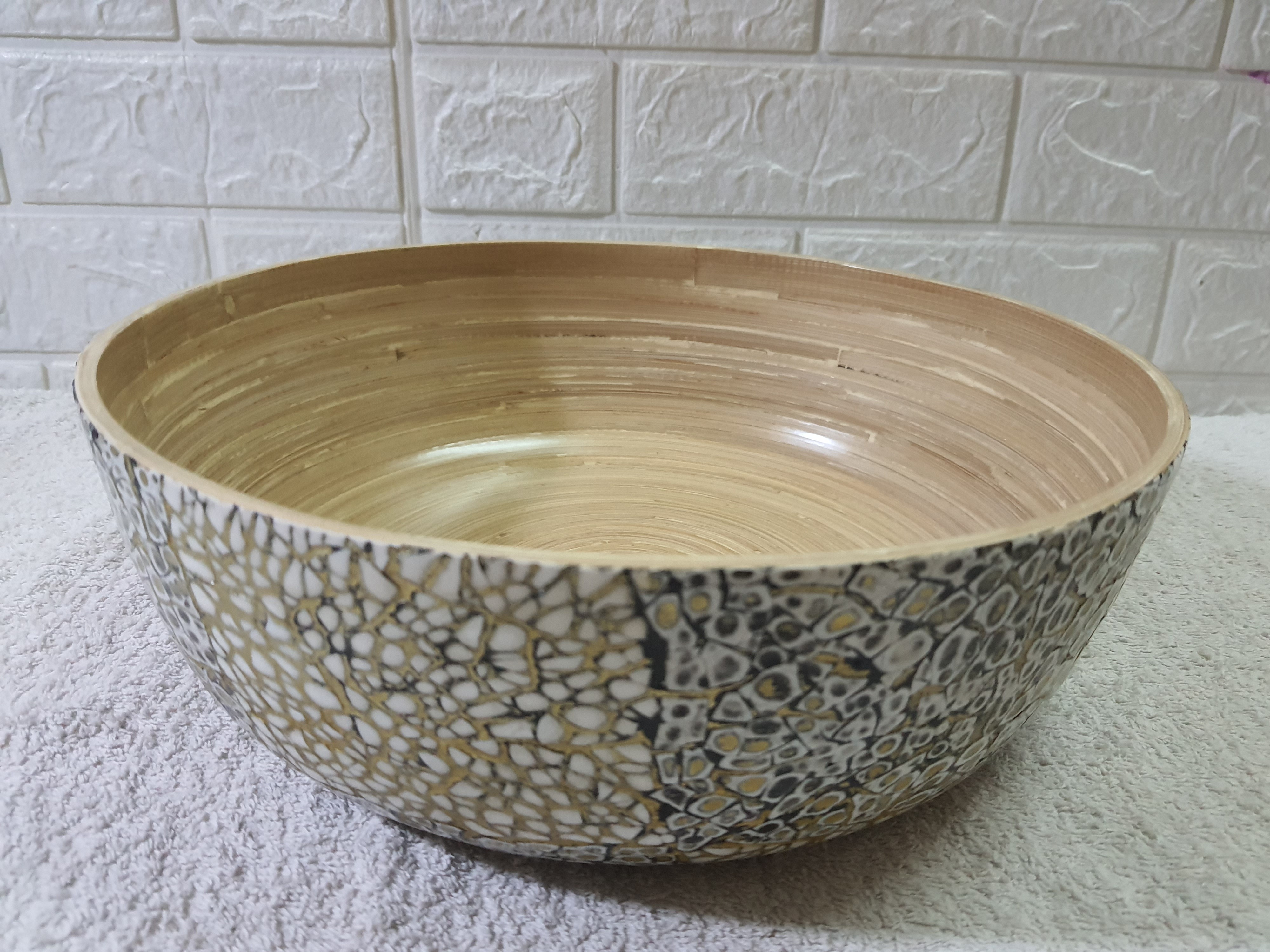 chậu ngâm chân bằng tre (khảm đen)