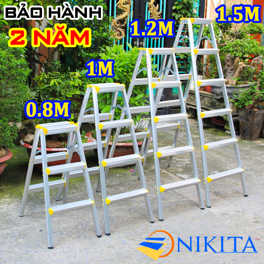 Thang nhôm gấp chữ a nikita r03, r04, r05, r06 chiều cao 0.76m -1m -1.24m - 1.47m thang xếp