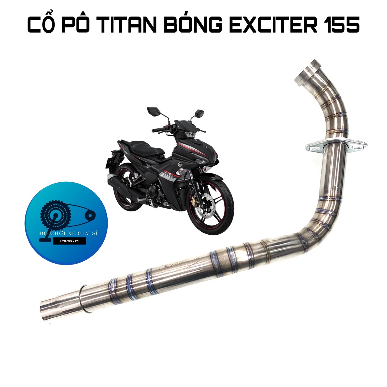 Cổ pô titan bóng cho exciter 155