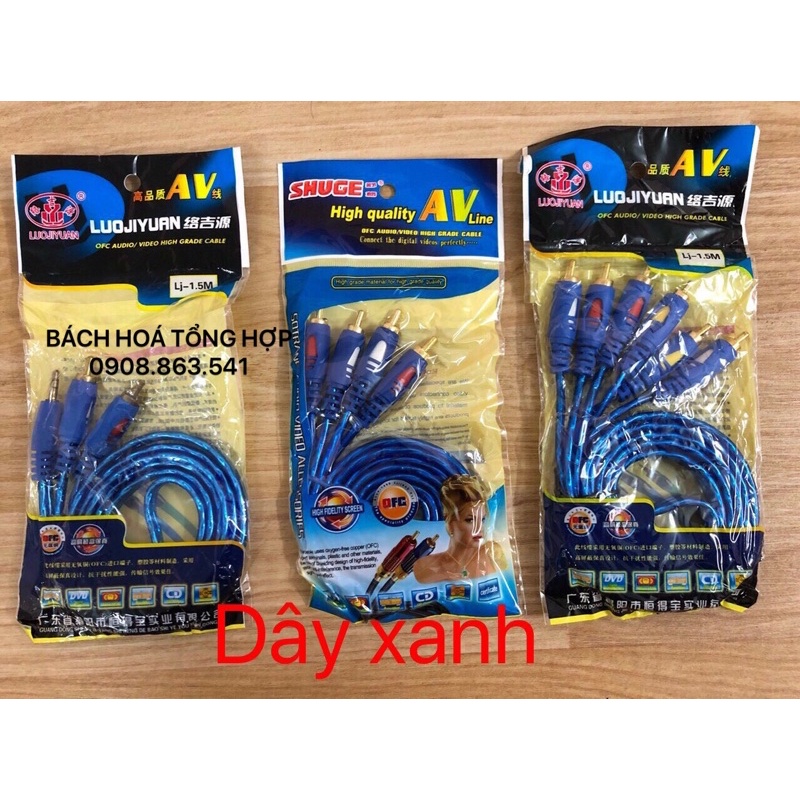 Dây tín hiệu âm thanh : 3.5 ra 2 đầu av, 4 đầu av, 6 đầu av, 2 đầu 3.5