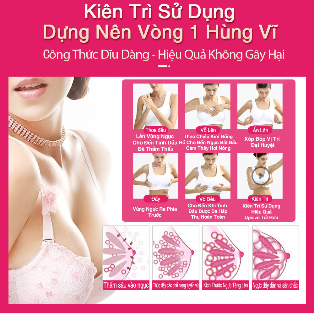 Qiansoto Tinh Dầu Nở Ngực Tăng Ngực Tăng Vòng 1 Enhancement Breast Oil Massage Upsize 3