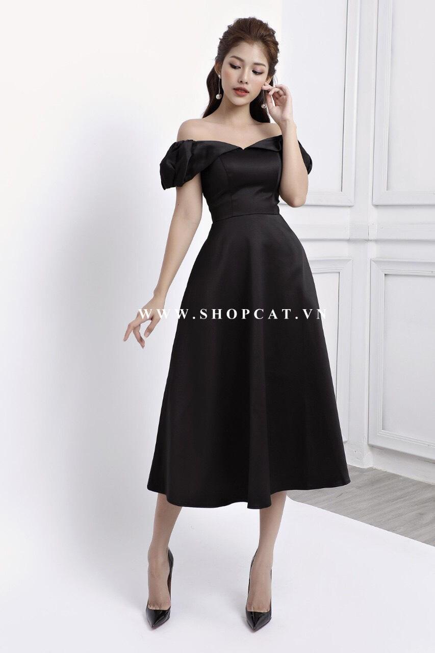 Đầm xòe dự tiệc bẹt vai - tay nhún - cực sang chảnh cho các nàng