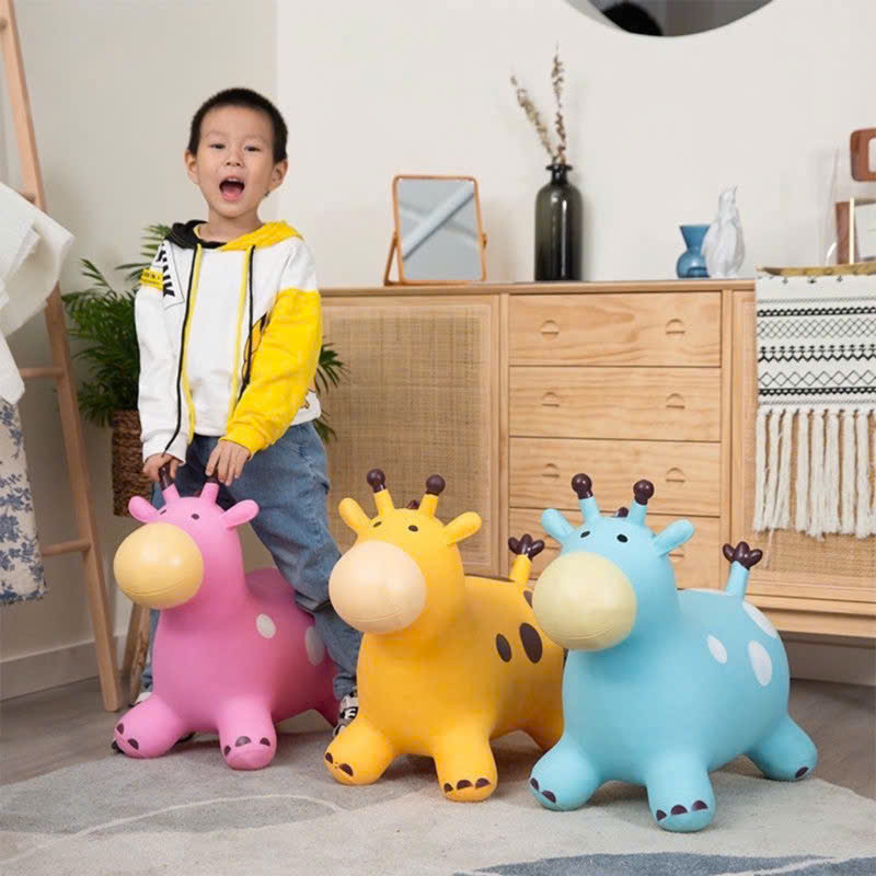 Thú nhún bơm hơi CÓ NHẠC mẫu mới - Thú nhún Bò Sữa cao su nhiều màu