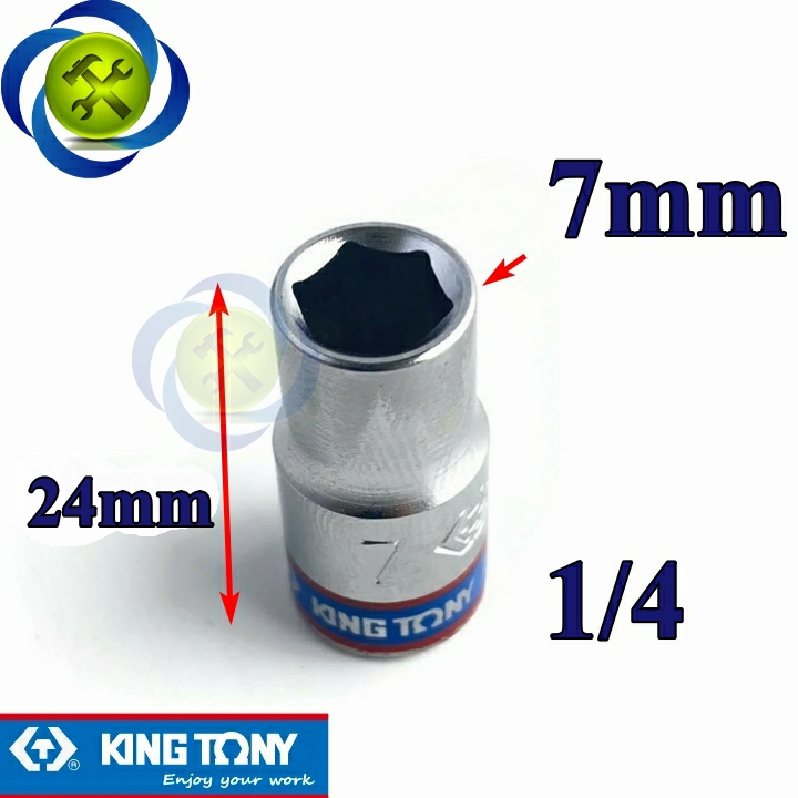Tuýp trắng ngắn 07mm loai 1/4 kingtony 233507m dài 24mm 6 cạnh