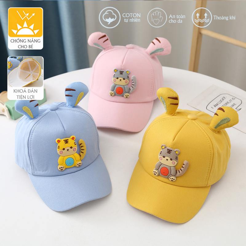 Mũ nón lưỡi trai cho bé 1-3 tuổi, hoạt hình HỔ 3D dễ thương, chất liệu cao cấp mềm êm, khoá dán tiện lợi phong cách hàn Quốc HOT POCOHOME