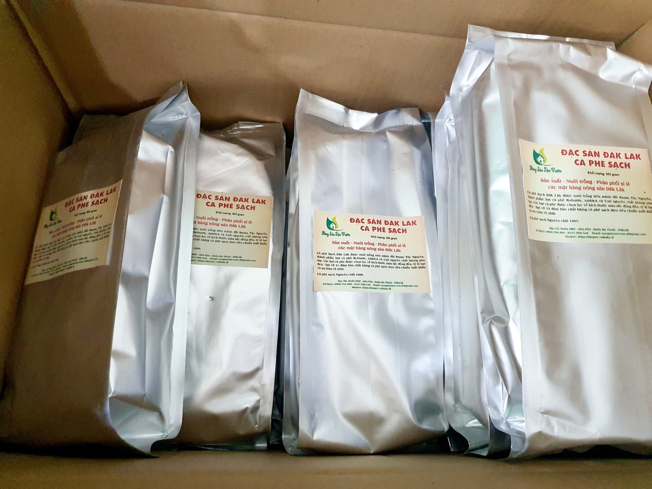 Cà phê Sạch ĐăkLăk - Cà phê bột - Rang xay tận vườn - thơm ngon chuẩn Ban Mê - gói 500gram