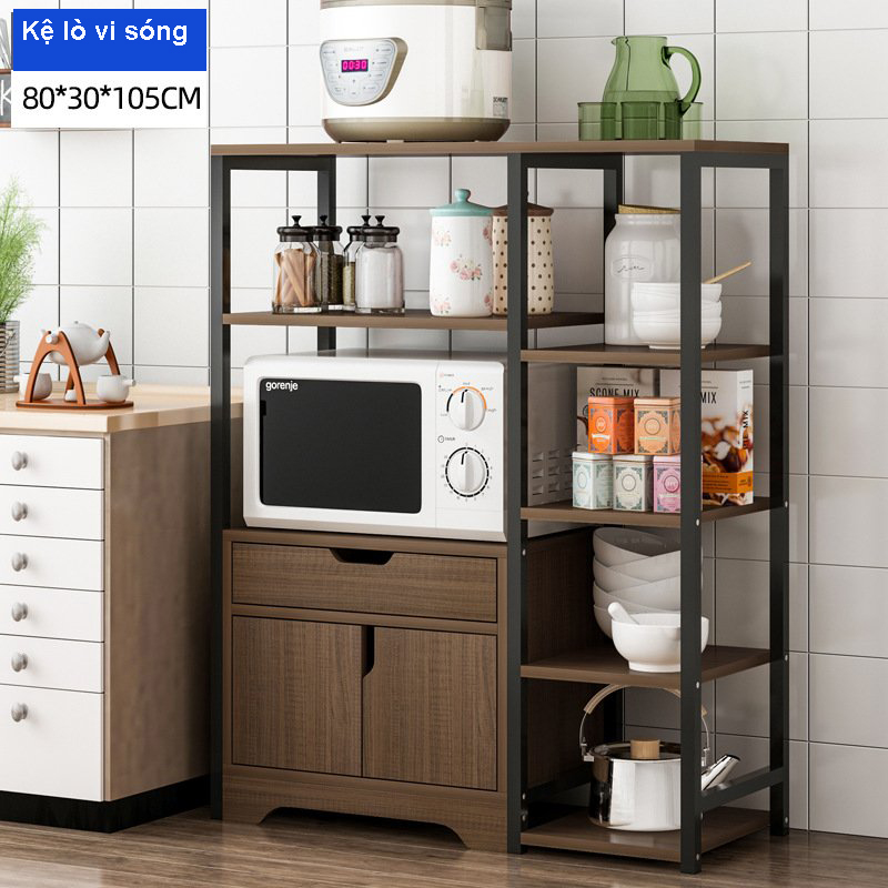 Kệ Lò Vi Sóng Lò Nướng, Kệ Bếp Sàn Gỗ Khung thép không gỉ sơn tĩnh điện, kệ lò vi sóng chịu lực tốt nhiều kích thước