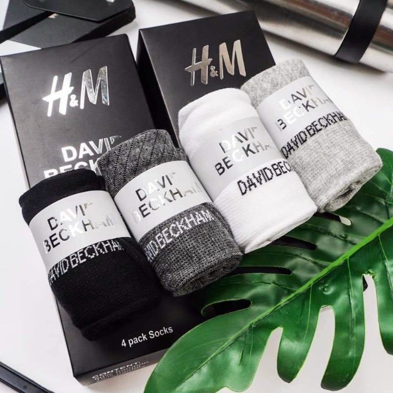 [Lấy mã giảm thêm 30%] HỘP 4 ĐÔI TẤT NAM NỮ CỔ NGẮN HM DAVID BECKHAM HÀNG SIÊU XỊN