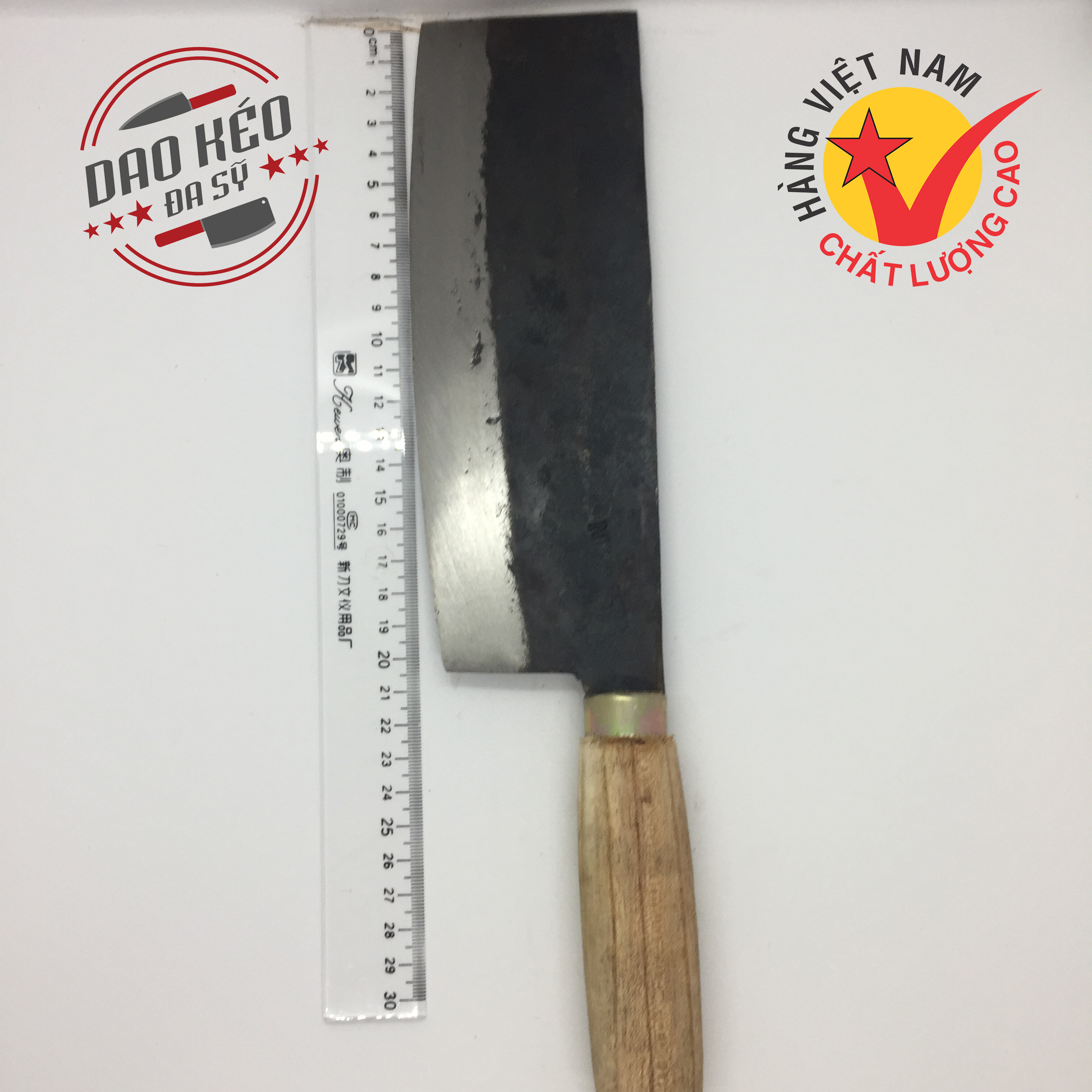 Dao phở thái Đa Sỹ cán trắng, rèn thủ công bằng thép nhíp xe siêu bền