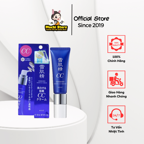 Kem chống nắng trang điểm kose sekkisei white cc cream 6in1 spf 50+/pa+++, màu #02 natural