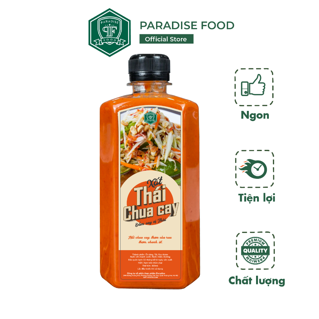 Xốt Thái chua cay Paradise - chai 330ml - Chuẩn vị Thái, dùng để trộn, làm các món gỏi, món nộm chân gà xốt thái