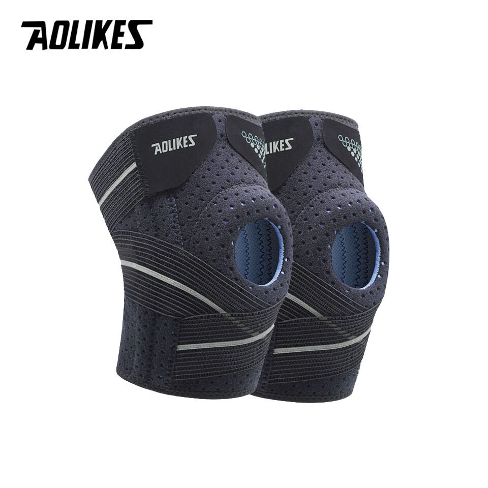 Bộ 2 đai bảo vệ đầu gối AOLIKES A-7909 nẹp lò xo hỗ trợ dây chằng khớp gối pressurized knee support