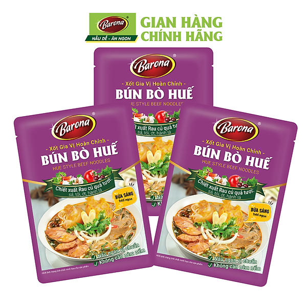 Combo 3 Gói Gia Vị Bún Bò Huế Barona 110g ướp ngon chuẩn vị không cần nêm