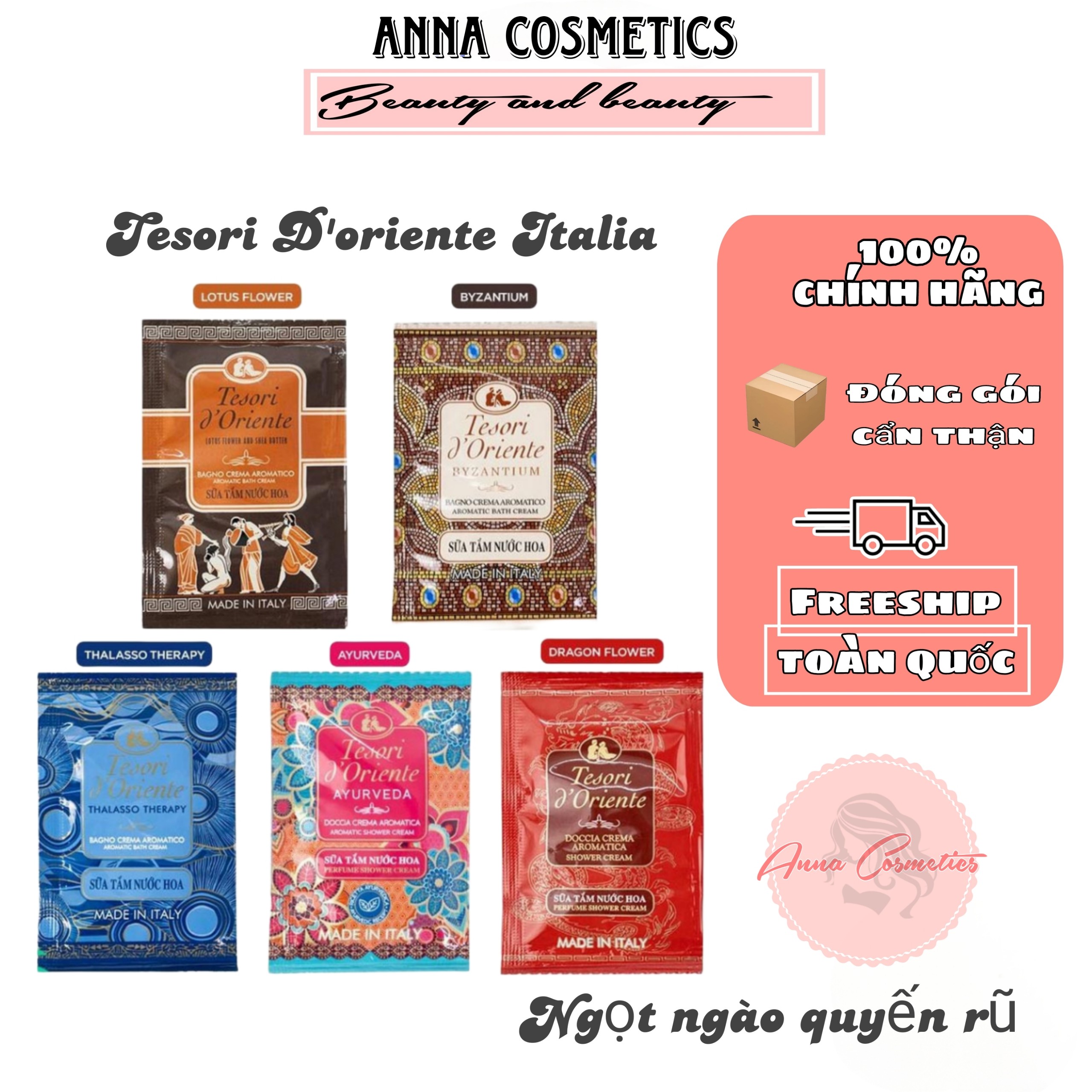 Sữa tắm nước hoa Tesori D'Oriente gói Tesori D'Oriente Italia 7ml Chính Hãng