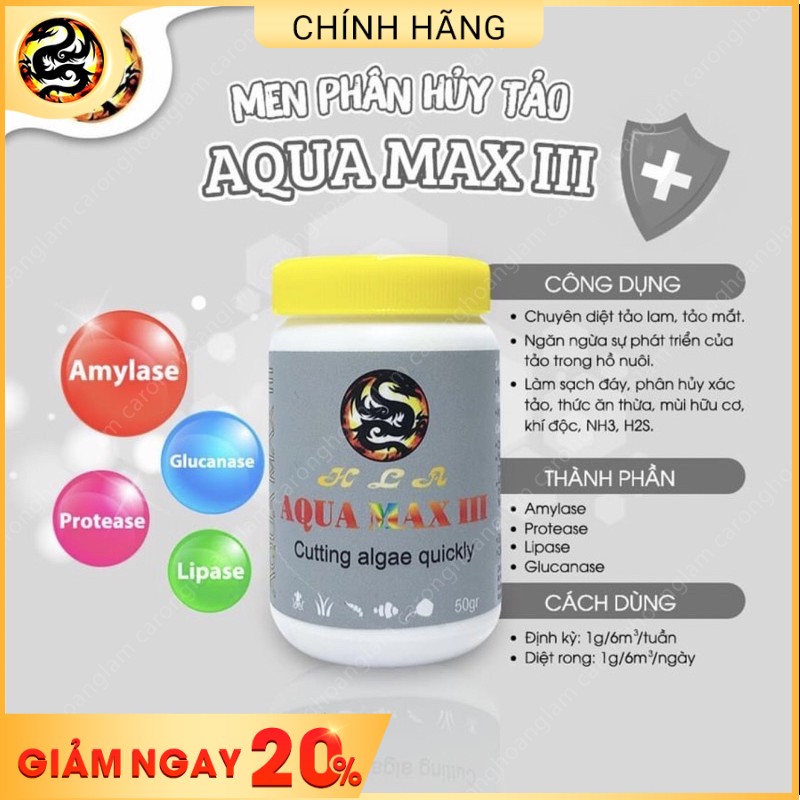 Men diệt tảo, rong rêu hồ cá cảnh aqua max 3 dùng cho tất cả các loại hồ cá cảnh