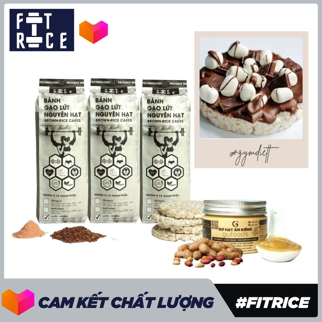 Combo Bánh gạo lứt ăn kiêng FitRice (500g) + Các loại topping - Bữa ăn tiện lợi, Ăn kiêng, Tập gym, Eat clean