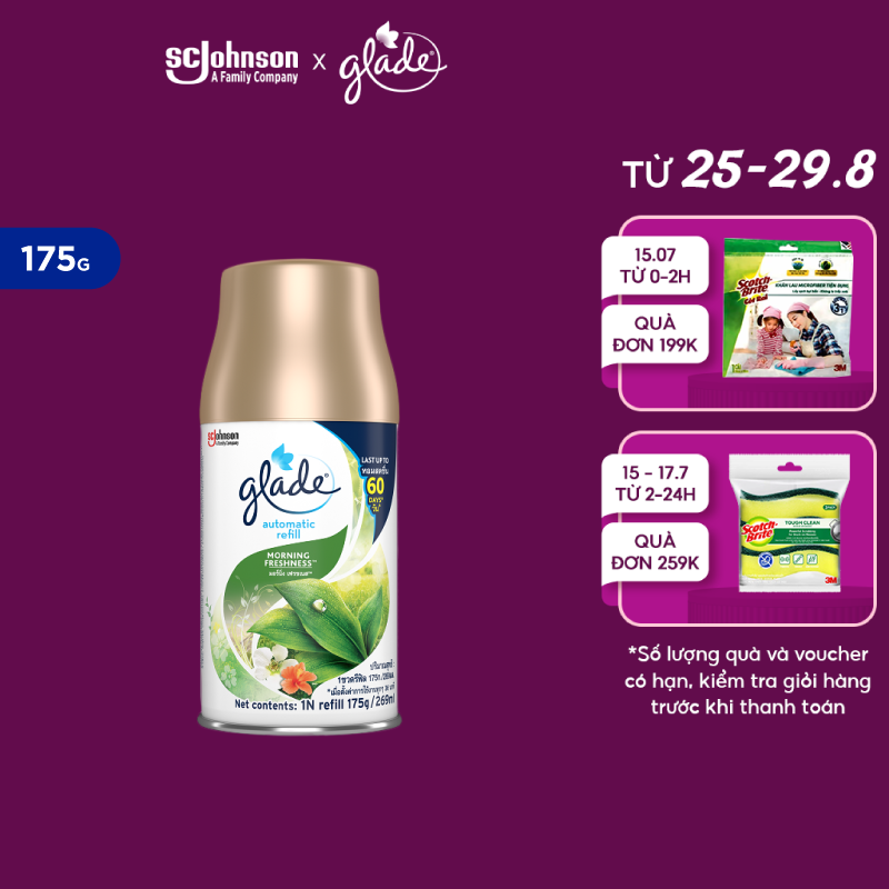 GLADE Lõi xịt thơm phòng tự động Hương Sớm Mai 175g