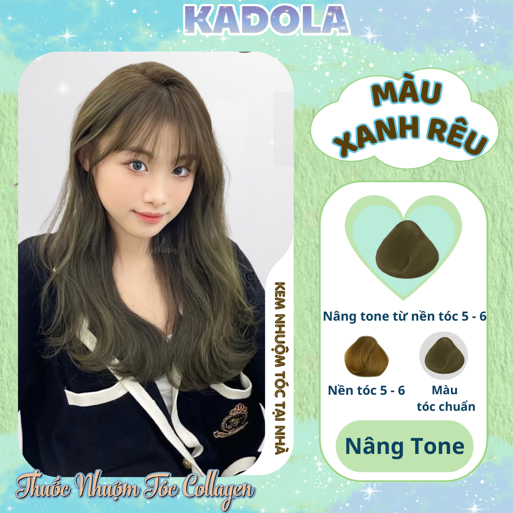 Thuốc nhuộm tóc màu xanh rêu không cần tẩy - thuốc nhuộm tóc kadola
