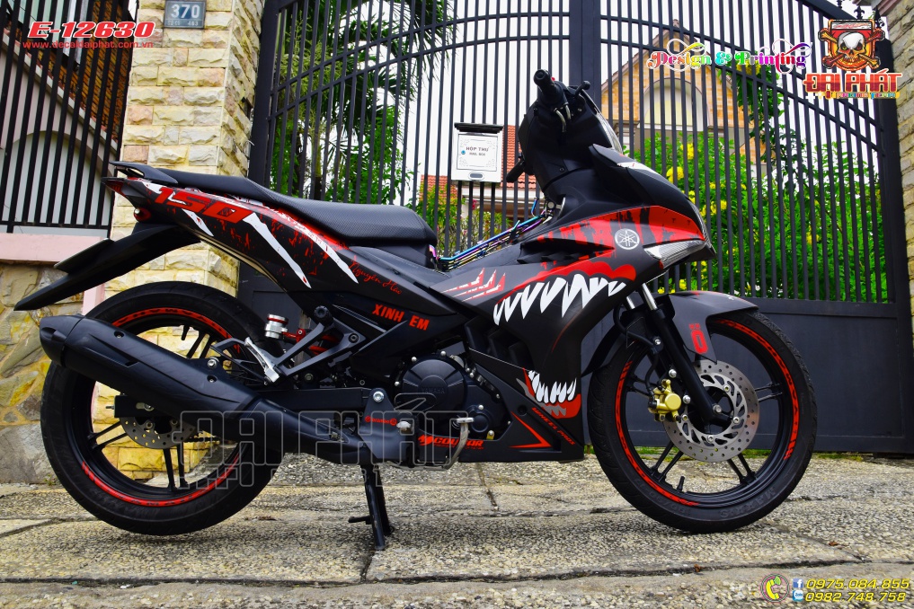 TEM TRÙM XE EXCITER 150 CÁ MẬP ĐỎ ĐEN - E-12630