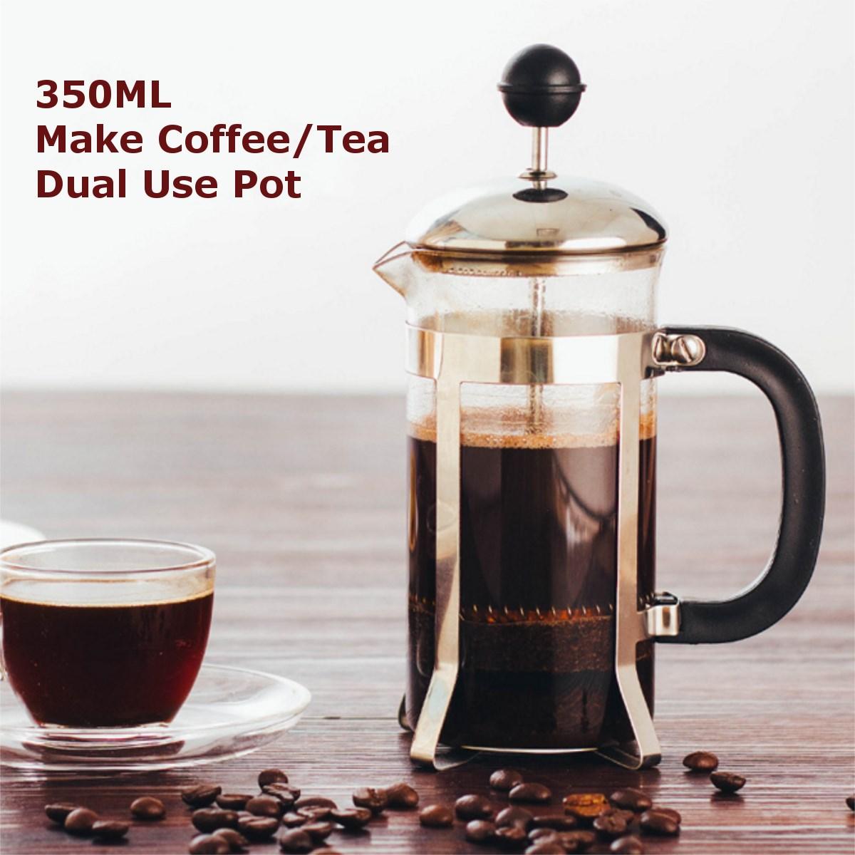 Bình Pha Cafe Kiểu Pháp 350ml (Bạc) - Bình pha cà phê french press - Bình pha trà hay cà phê theo phương pháp French press ép cà phê - Thiết kế tinh gọn, hiện đại - Chất liệu cao cấp