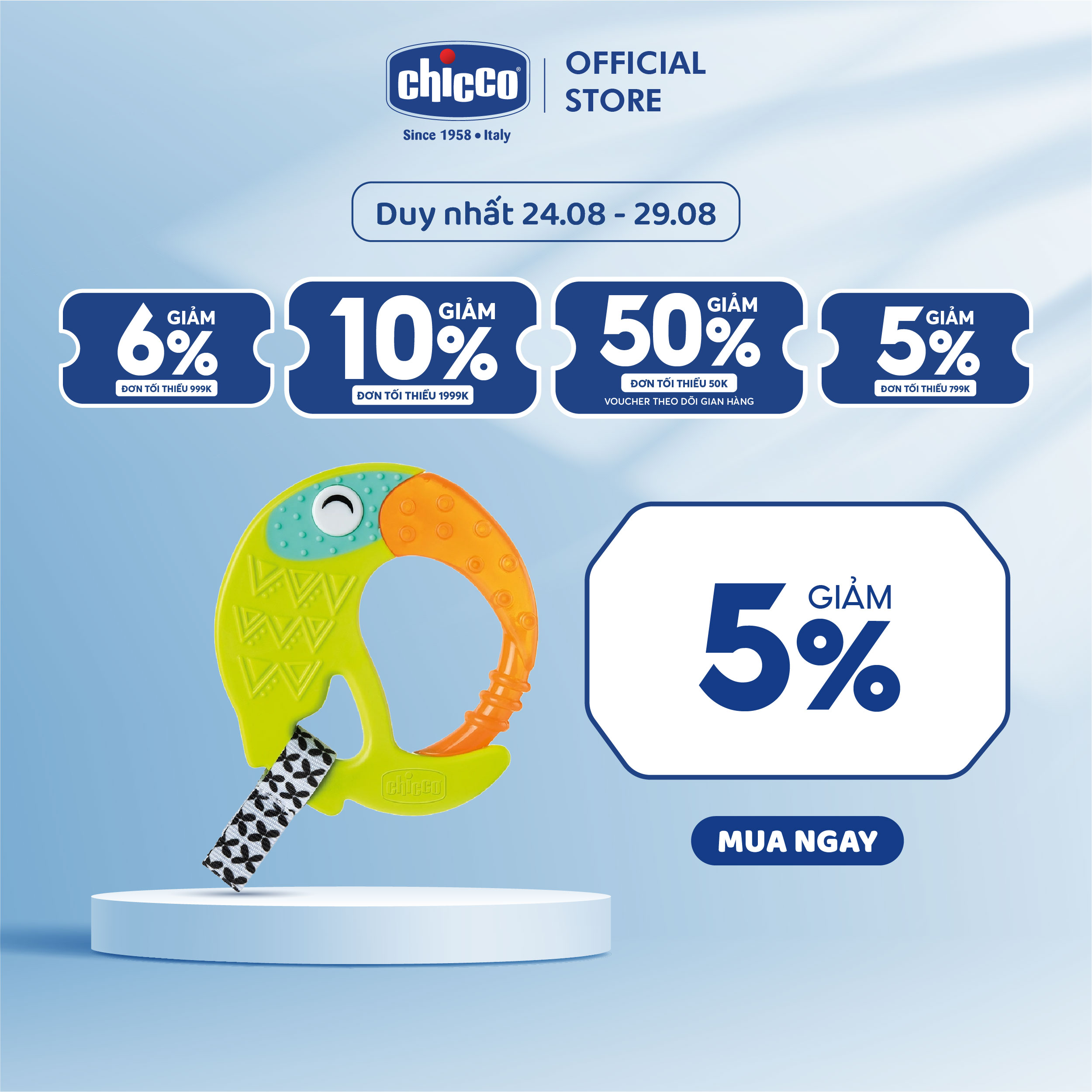 Cắn răng hình vẹt vui nhộn Chicco