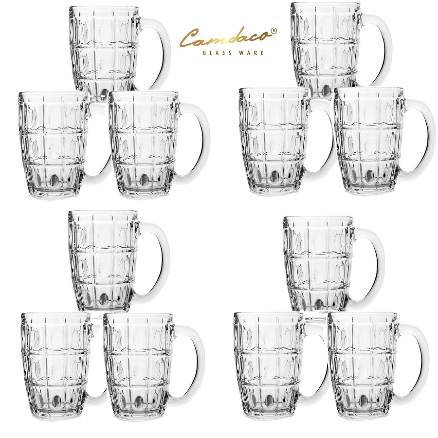 Bộ 6 ly thủy tinh uống bia có quai pcd10007 375ml – cẩm đạt