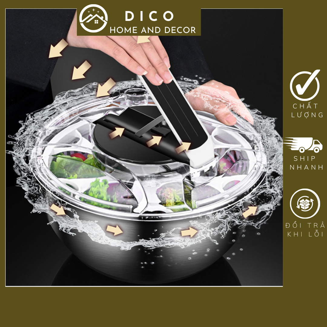  Rổ quay rau sống ráo nước nhanh dụng cụ vắt nước rau an toàn tiện dụng dung tích 3,5 lít 