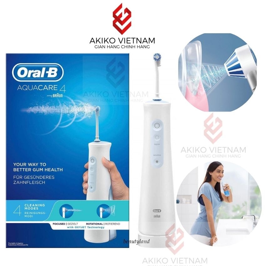 ™﹊▬ máy tăm nước ❤ freeship ❤ tăm nước oral b aquacare 4 răng miệng máy làm sạch răng oral b