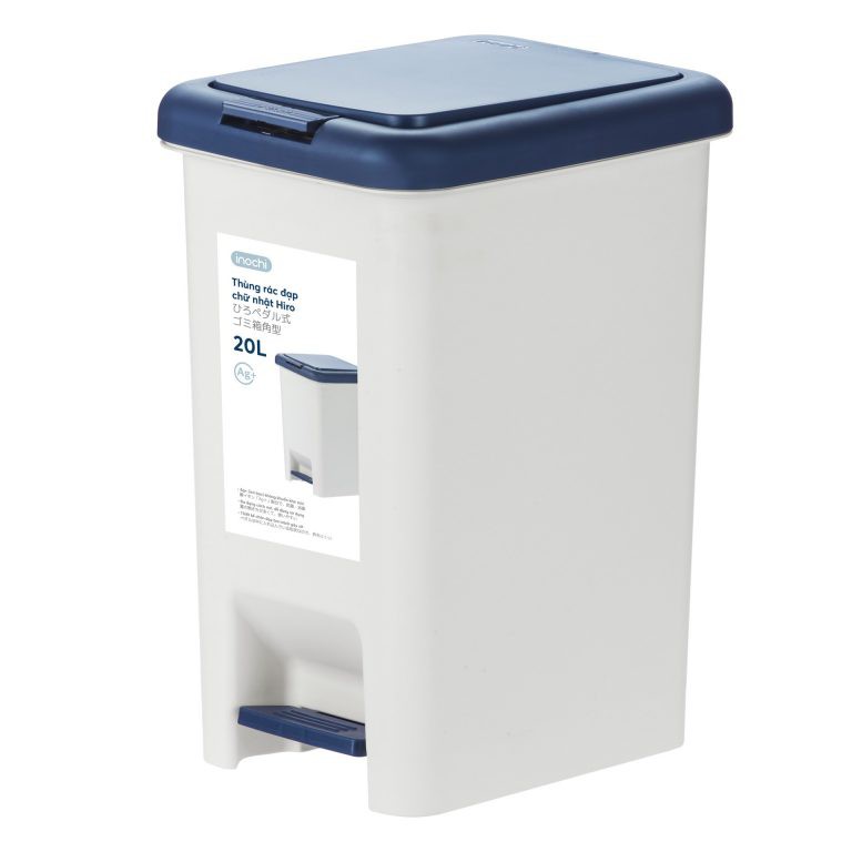 Thùng rác đạp chữ nhật Hiro 20L Chính Hãng