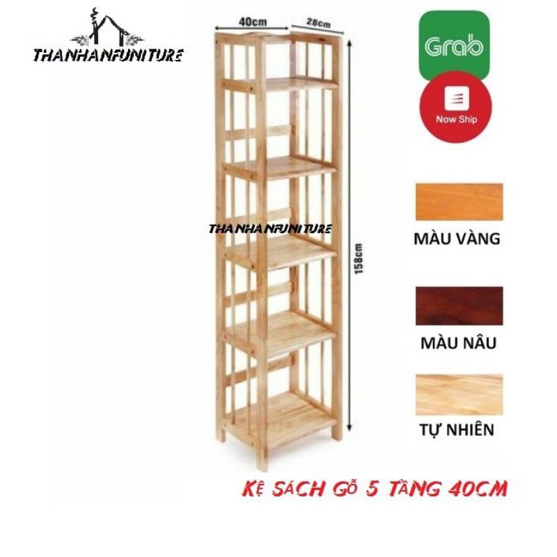 Kệ sách gỗ 40cm 5 tầng - kệ gỗ đa năng 5 tầng 40cm