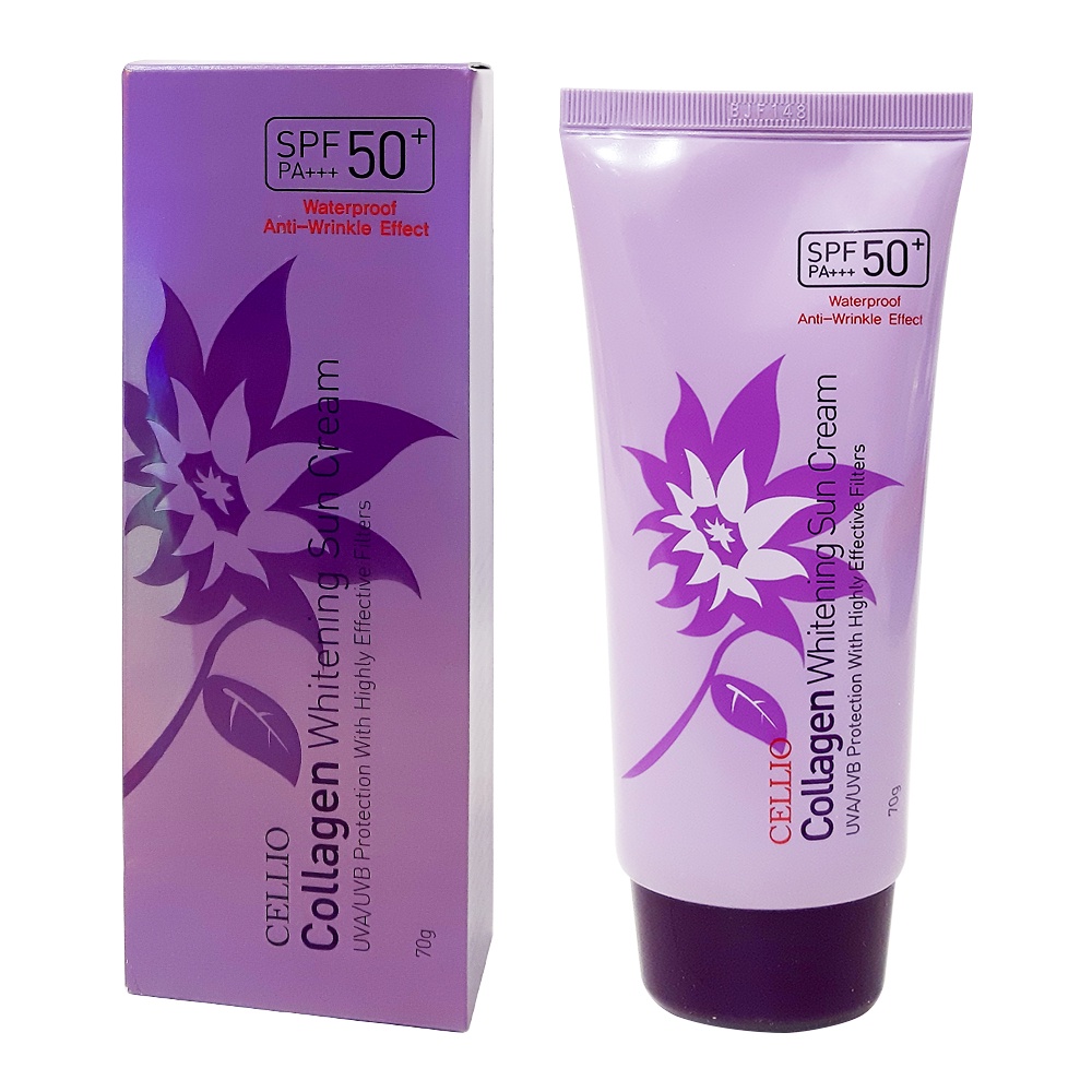 Kem chống nắng cellio collagen whitening sun cream spf50 pa+++.