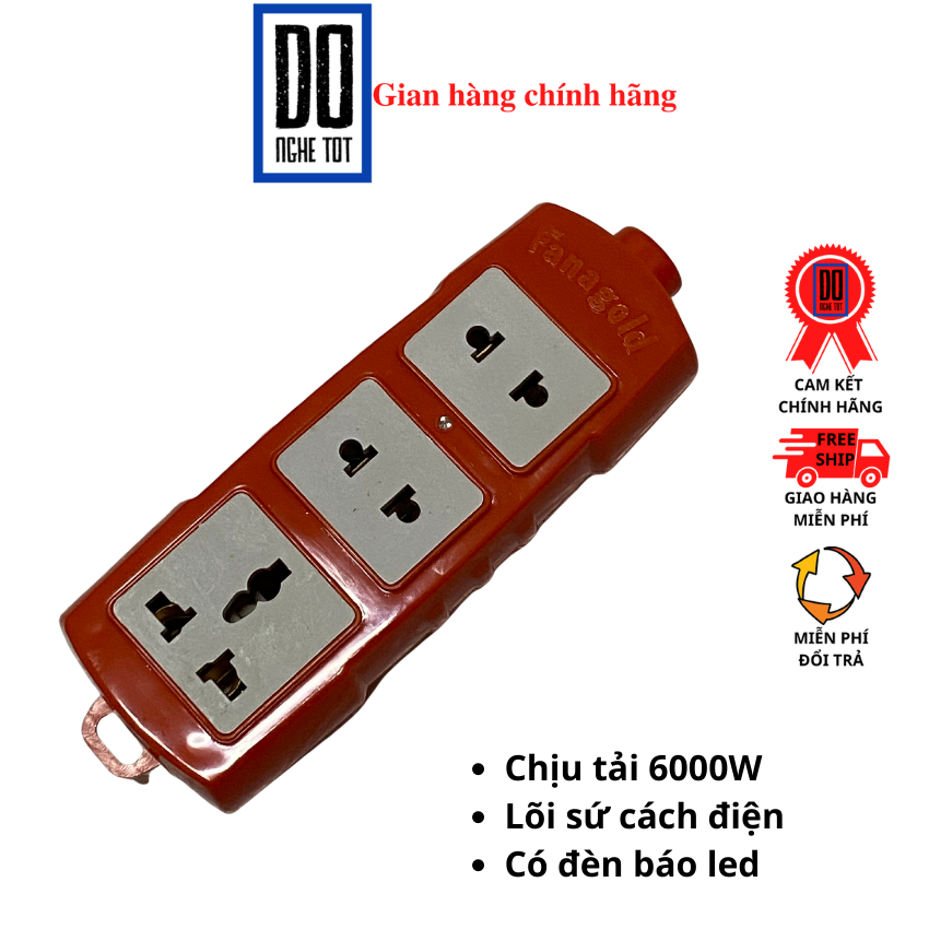 Ổ điện chịu tải 3 chân cắm lõi sứ caoc ấp ổ cắm màu cam 6000w có đèn led báo hiệu không kèm dây bảo hành 1 tháng tại Đồ nghề tốt