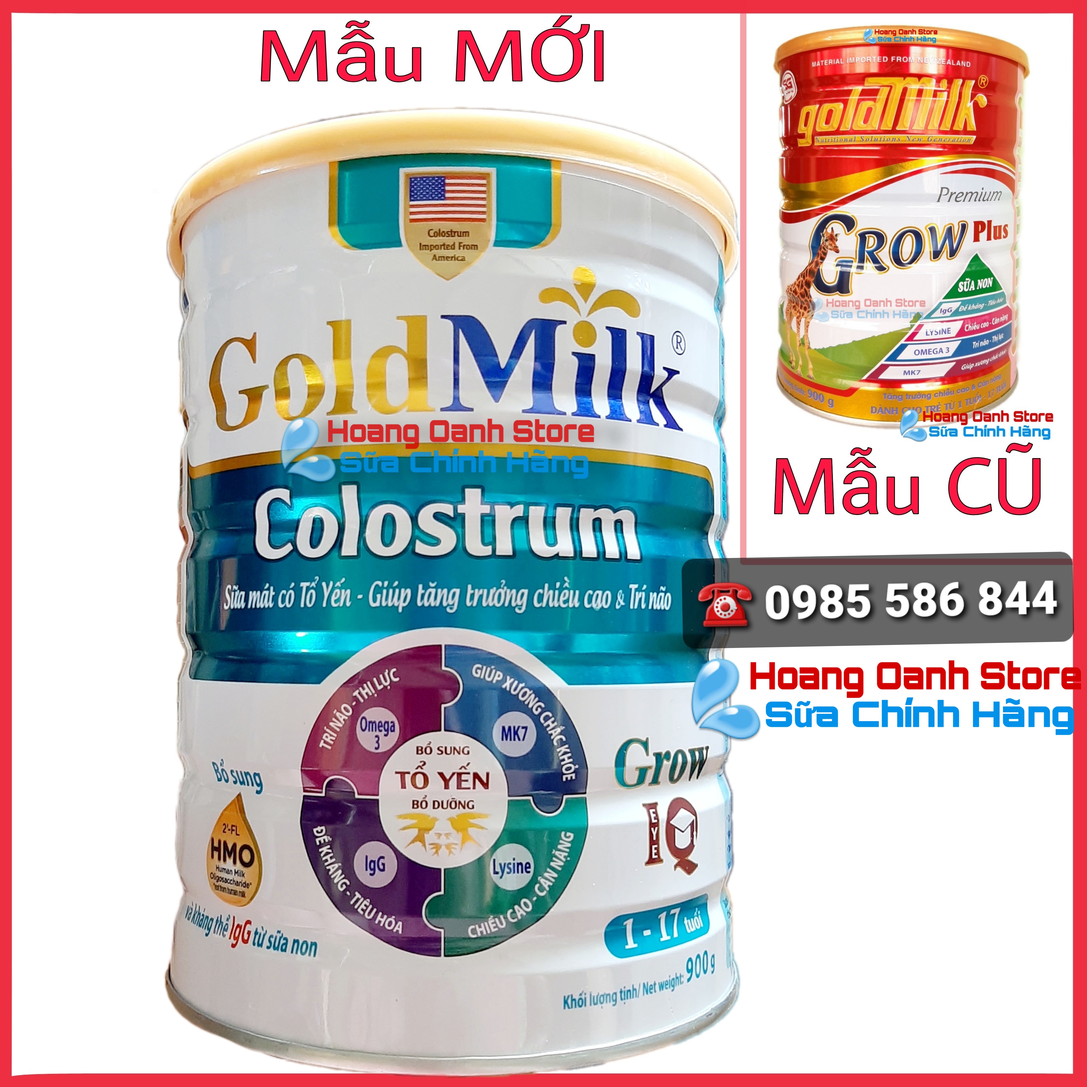 Sữa Grow Plus 900g Goldmilk- Tăng cân - Phát triển chiều cao cho bé - SỮA NON - Goldmilk Colotrum Grow IQ