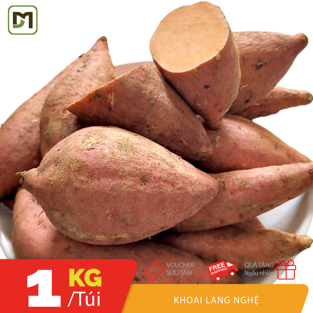 Túi 1KG khoai lang Nghệ vỏ trắng ruột vàng cam ngọt bùi