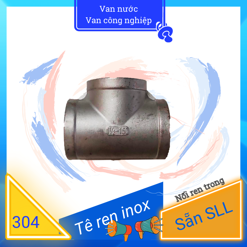 Tê ren inox 304 phi 34 tê chia nước ren trong 3 đầu chất liệu bằng thép không gỉ