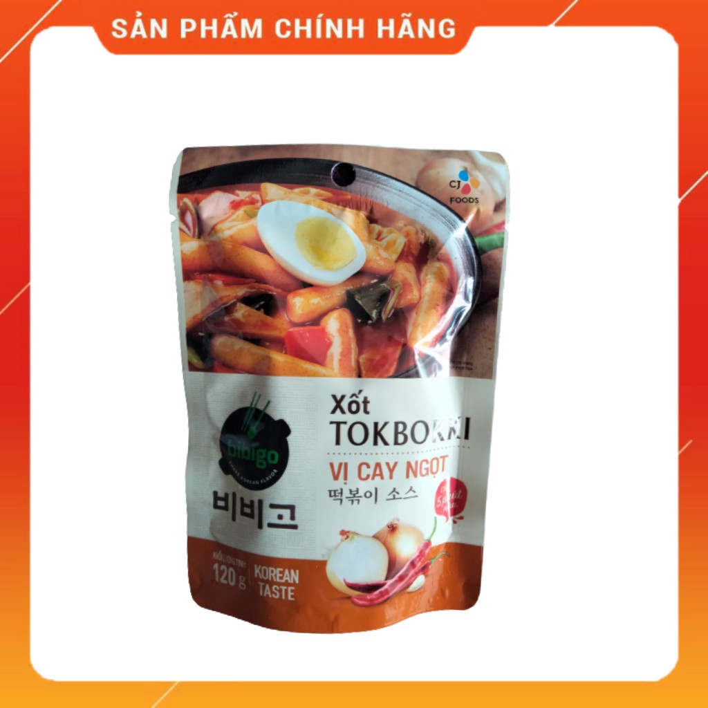 Sốt nấu bánh gạo cay tokbokki bibigo 120g vị cay ngọt