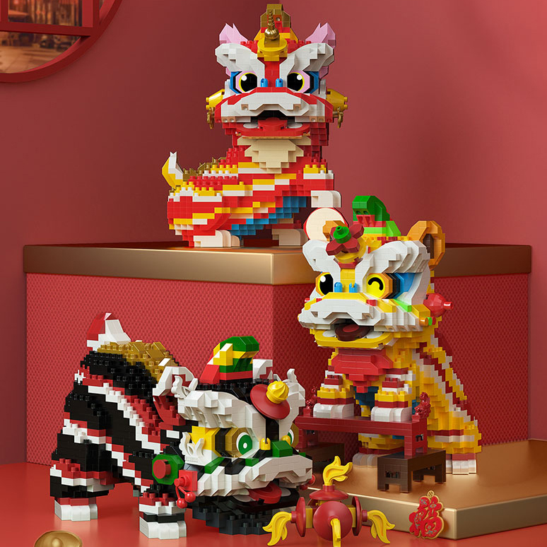 Mô hình lắp ráp lego lân sư tử, Lego Lân Năm Mới, Đồ Chơi Lắp Ráp Thông Minh